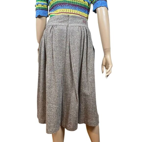 Vintage Sport Missoni Tweed Wool Blend Pleated Midi Skirt Gray Multicolor Fleck - Picture 2 of 13